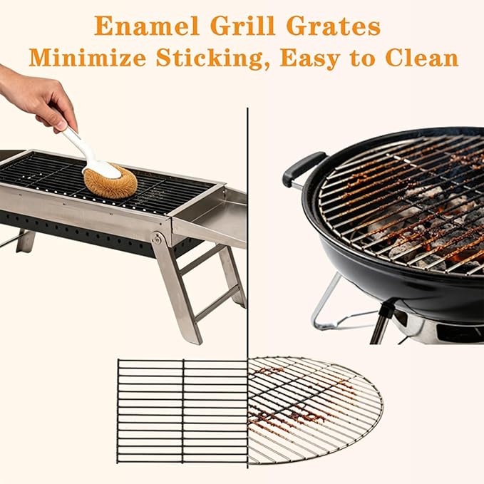 Portable Folding Charcoal Grill Tool-Free Assembly Stainless Steel BBQ Grill with Slide-Out Ash Pan & Side Trays, Compact Outdoor Barbecue for Camping, Picnic, Tailgating