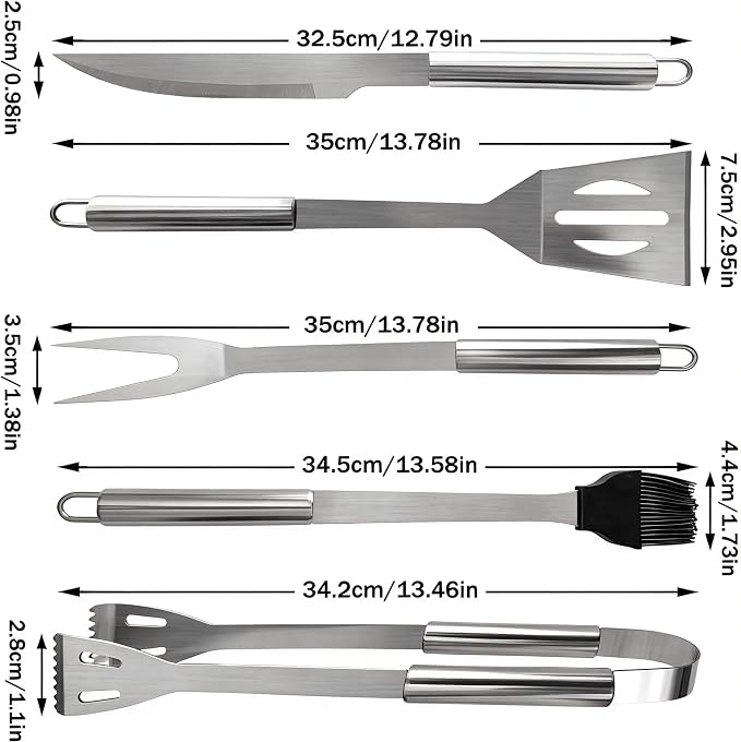 Small Travel 5-Piece 304 Stainless Steel Grill Tool Set with Storage Case – BBQ Grilling Accessories, Ideal Gift for Men & Cooking Lovers