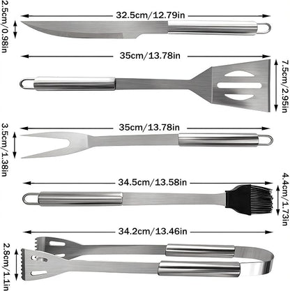 Small Travel 5-Piece 304 Stainless Steel Grill Tool Set with Storage Case – BBQ Grilling Accessories, Ideal Gift for Men & Cooking Lovers