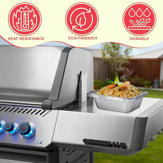 62007 Drip Pan Liners for Napoleon BBQ Prestige 500 Grill Accessories, Grill Grease Tray for Prestige I/II/V, Rogue, Prestige Pro Series, Aluminum Foil Pans for Ultra Chef, Mirage Replacement, 30-Pack