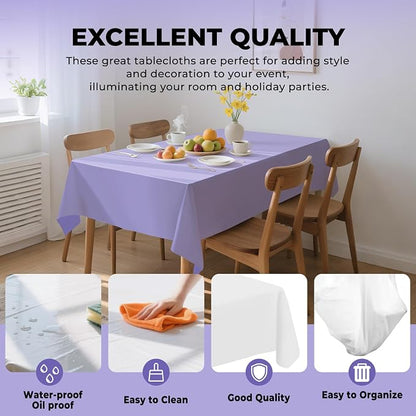 54 Inch X 100 Feet Plastic Table Cover Roll Premium Disposable Plastic Tablecloth for All Type/Shape Tables | Picnic, Party, Banquet, Birthdays, Weddings (Light Purple, 54 Inch X 100 Feet)