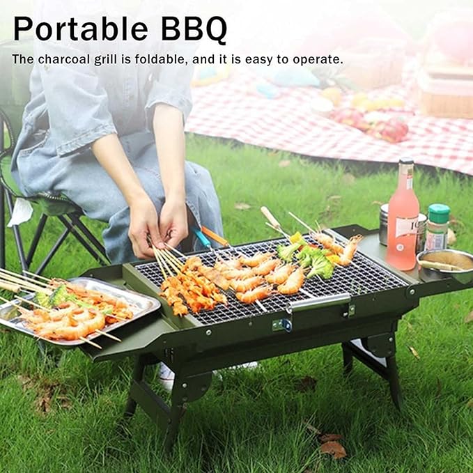 Portable Charcoal BBQ Grill Collapsible Grill Camping Outdoor Cooking Utensils Party