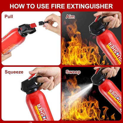 Fire Extinguishers with Mount Bracket - 8 Pack Small Portable Fire Extinguisher for Home, Kitchen, Car, Boat, RV, Vehicle - 620ml Water-Based Fire Extinguisher for Class A, B, C, K Fire