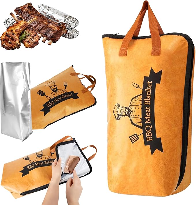 BBQ Blanket for Resting Meat - Premium Insulated Meat Resting Bag with Removable Liner for Easy Cleaning - Wide Mouth Design Fits Large Briskets, Beef, Turkey, Pork Shoulder