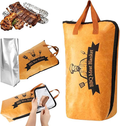 BBQ Blanket for Resting Meat - Premium Insulated Meat Resting Bag with Removable Liner for Easy Cleaning - Wide Mouth Design Fits Large Briskets, Beef, Turkey, Pork Shoulder