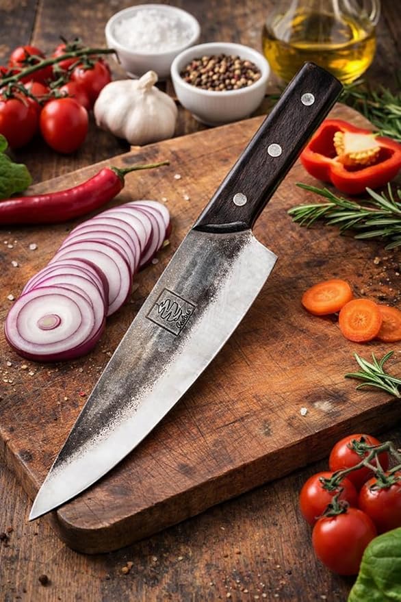 COOLINA Tungsten XL Chef Knife, Kitchen Utility Knife for Cutting, Chopping Meat, Vegetables 9-inch Blade, German Tungsten Steel