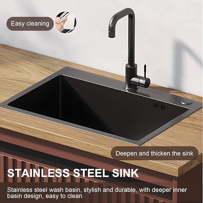 87IN Outdoor Kitchen Cabinet - Kitchen Cabinet with Countertop Includes Stripe Design & Mop Pool,Outdoor Table with Aluminum Alloy,Stainless Steel Sink and Slate Countertop,Hidden Handle