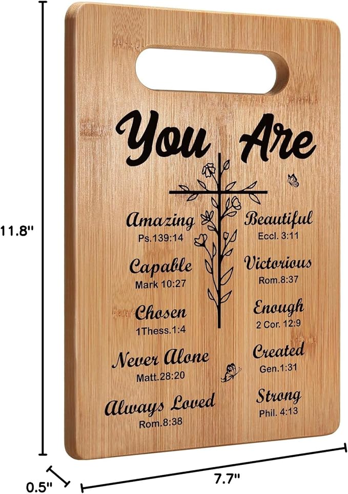 First Communion Gifts, Christian Gifts Religious Gifts for Women, Inspirational Gifts with Prayers, Christmas Cutting Board Gifts for Women Friend - You Are Beautiful