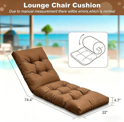 Outdoor Lounge Chair Cushions, 74.4 x 22 x 4.7 Inches Waterproof Fade Resistant Patio Cushion for Chaise Lounger