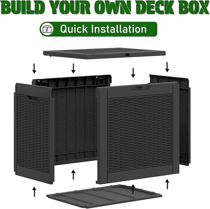 NUNU LAB 31 Gallon Outdoor Storage Box Waterproof,Indoor Outside Deck Boxes,Backyard Storage Bin For Package Delivery,Garden Tools,Patio Cushions,Pool Accessories,Storage Bench Lockable Lid,Tool Box
