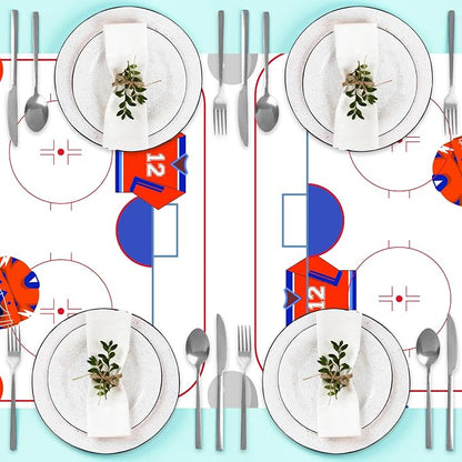 Ice Hockey Sports Theme Table Runner, Ice Sports Game Linen Fabric Table Runner for Everyday Use 72 x 13 Inches, Washable Table Cover for Indoor Outdoor Kitchen Dining Table Decor