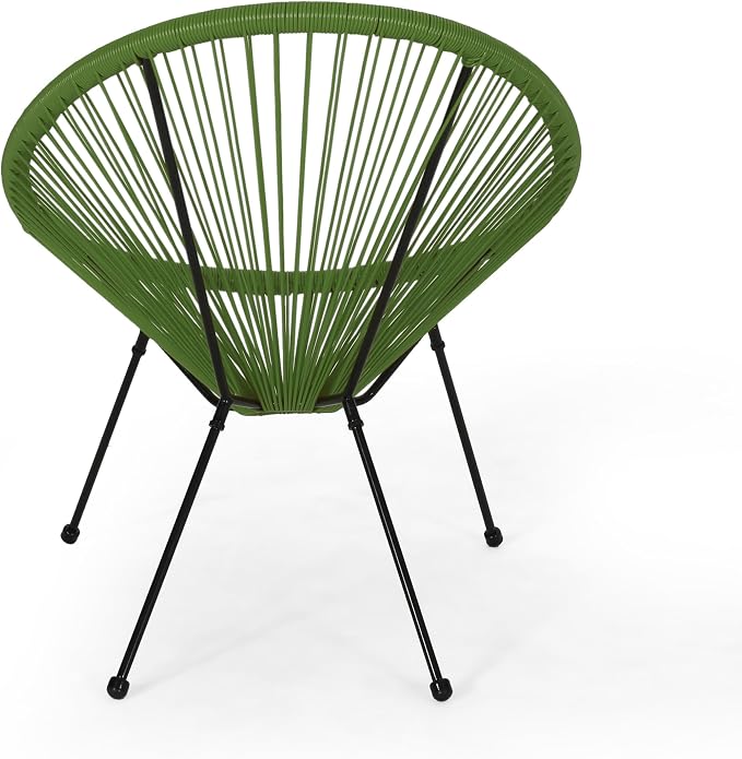 Christopher Knight Home Anson Faux Rattan Outdoor Papasan Chair Set of 2, Patio Accent Chair with Metal Frame, Hammock Weave Egg Chair, Lounge Chair Outdoor for Patio Furniture Set, Green