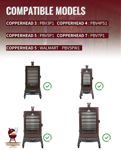 Digital Trapezoid Grill Controller Kit Compatible with Pit Boss Vertical Pellet Smoker Copperhead 3/4/5/7-Series (PBV3P1/PBV4PS1/PBV5P1/PBV7P1) & 5-Series Copper-Walmart PBV5PW1, Includes Hot Rod