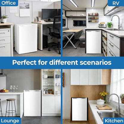 Electactic 4.5 Cu.ft Mini Fridge with Freezer, Compact Refrigerator with Reversible Single Door, Adjustable Thermostat, Low Noise, Energy Efficient for Office, Dorm, Bedroom, Apartment White