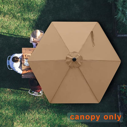 MASTERCANOPY Patio Umbrella 7.5 ft Replacement Canopy for 6 Ribs-Khaki Canopy Only
