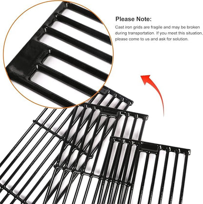 Hisencn Replacement Parts for Char-Griller 5050, 3001, 5650, 3008, 3030, 4000, Porcelain Steel Heat Plate and Cooking Grates for Chargriller 3 Burner Gas Grill