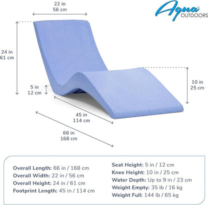Aqua Outdoors - in-Pool Chaise Lounger - Pool & Sun Shelf Lounge Chair - Designed for Water Depths Up to 9” - Compatible with All Types - Poolside & Sun Deck Tanning - Set of 2 - Gray Granite