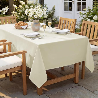 Softalker Rectangle Tablecloth, Waterproof Table Cloths Wrinkle Free Fabric Washable Polyester Table Cover for Dining Tables Party Outdoor Camping Parties - 52 x 70 inch, Ivory