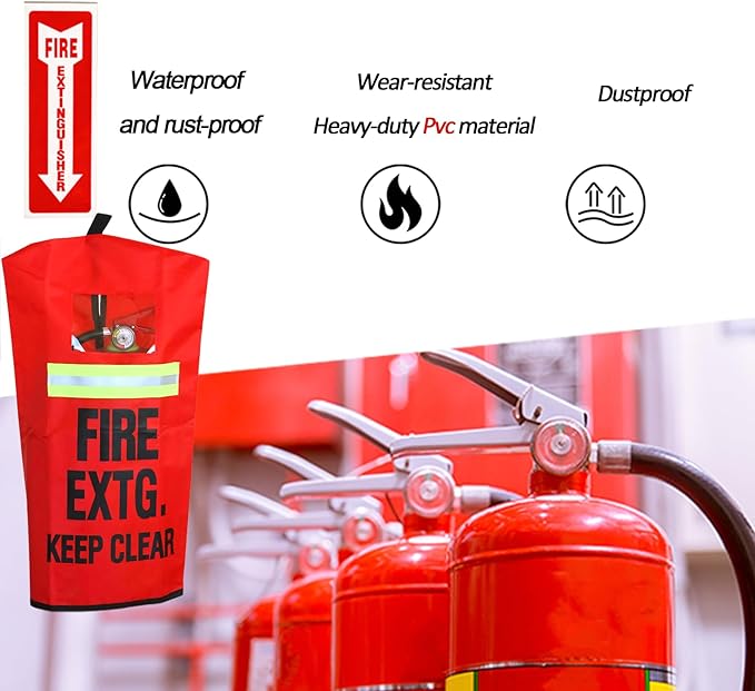 Fire Extinguisher Cover with reflective strap, 10-20LB Heavy-duty fire extinguisher protective sleeve, Portable from Scuffs & Scratches Accessories,Suitable for outdoor or home 18 "Wx 24"
