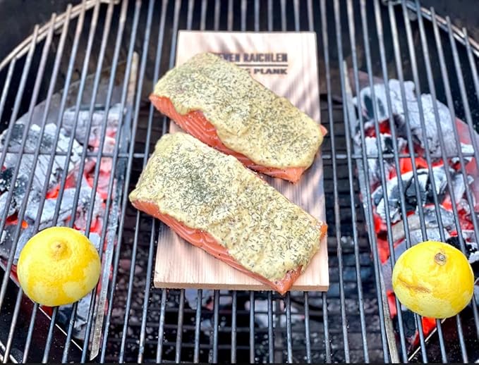 Camerons Steven Raichlen Cedar Grilling Planks - 2 Pack (5.5"x11.5") - Premium Natural Wood - Easily Infuse Smoky Flavor into BBQ Salmon, Fish, Meat, Veggies & More- Sourced in USA- Grilling Gift Idea