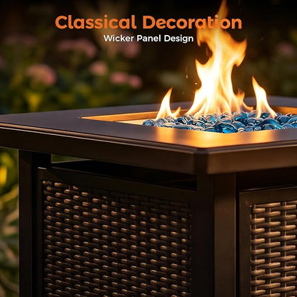 BALI OUTDOORS 50000 BTU Propane Fire Pit with Lid, 28 inch Fire Pit Table Outdoor, Black Firepits for Outside Backyard, Patio