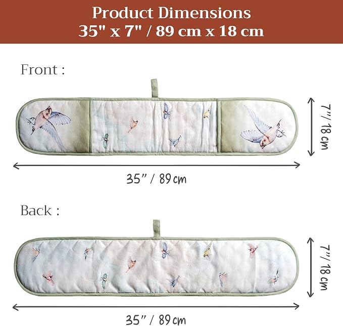 Maison d' Hermine Double Oven Mitts 100% Cotton Double Oven Glove (7"x35") | Heat Resistant BBQ Cooking Gloves with Loop Baking Grilling Kitchen Hotel Home Farmhouse Spring Summer - Flying Birds