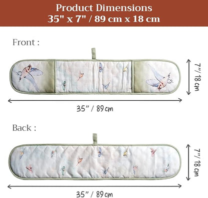 Maison d' Hermine Double Oven Mitts 100% Cotton Double Oven Glove (7"x35") | Heat Resistant BBQ Cooking Gloves with Loop Baking Grilling Kitchen Hotel Home Farmhouse Spring Summer - Flying Birds