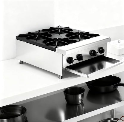 Stainless Steel Stoves,Portable Cooktop with 4 Burners–112,000 BTU,Comes with Conversion Kit for Both Propane & Natural Gas Cooktop Combo.Commercial Gas Stove for Restaurant & School Cafeteria.