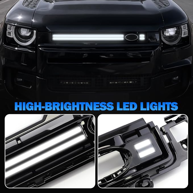 Grill Lights Compatible with Land Rover Defender 90 110 130 2020-2026 Led Front Grill Trim Strips Lighting Compatible with Land Rover Defender Accessories