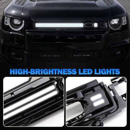 Grill Lights Compatible with Land Rover Defender 90 110 130 2020-2026 Led Front Grill Trim Strips Lighting Compatible with Land Rover Defender Accessories