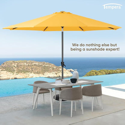 Tempera Patio Market Outdoor Table Umbrella with Auto Tilt and Crank, Large Sun Umbrella with Sturdy Pole & Fade Resistant Canopy, Easy to Set