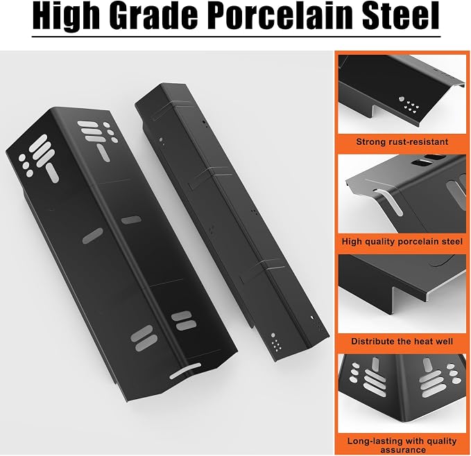 4 Burner Grill Replacement Parts for Dyna-Glo DGH450CRP DGH450CRP-D DGH450CRN DGH450CRN-D DGH451CRP DGH451CRP-D, Porcelain Steel Grill Heat Tent Plates and Stainless Steel Burner Tube Kit