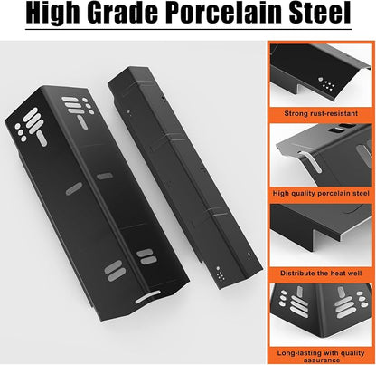 4 Burner Grill Replacement Parts for Dyna-Glo DGH450CRP DGH450CRP-D DGH450CRN DGH450CRN-D DGH451CRP DGH451CRP-D, Porcelain Steel Grill Heat Tent Plates and Stainless Steel Burner Tube Kit