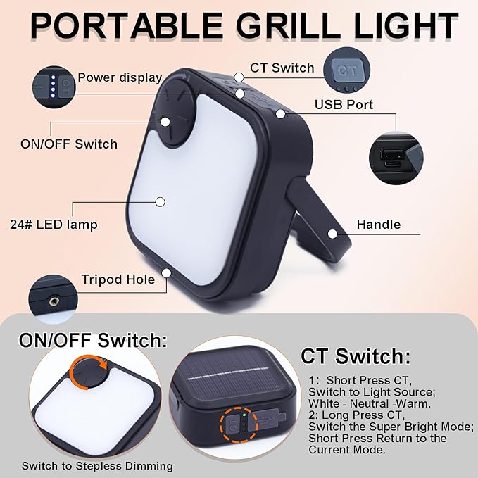 BBQ Grill Lights for Outdoor Grill, Magnetic Grill Lights Rechargeable Ultra-Bright BBQ Grill Lights for Grill (Grilling Gifts)