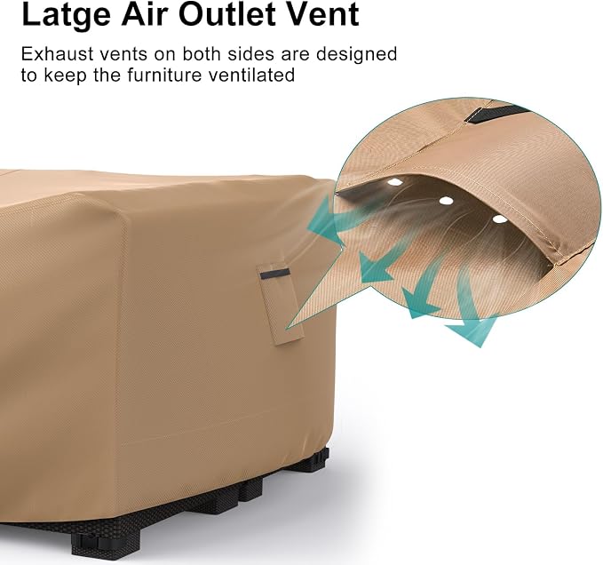 Waterproof Outdoor Patio Furniture Covers 98"L×78"W×30"H Brown | Rain, Dust & UV Protection; Heavy-duty Oxford Resists Tears & Fading; Keeps Dining Tables & Chair Sets Dry on Patio & Deck