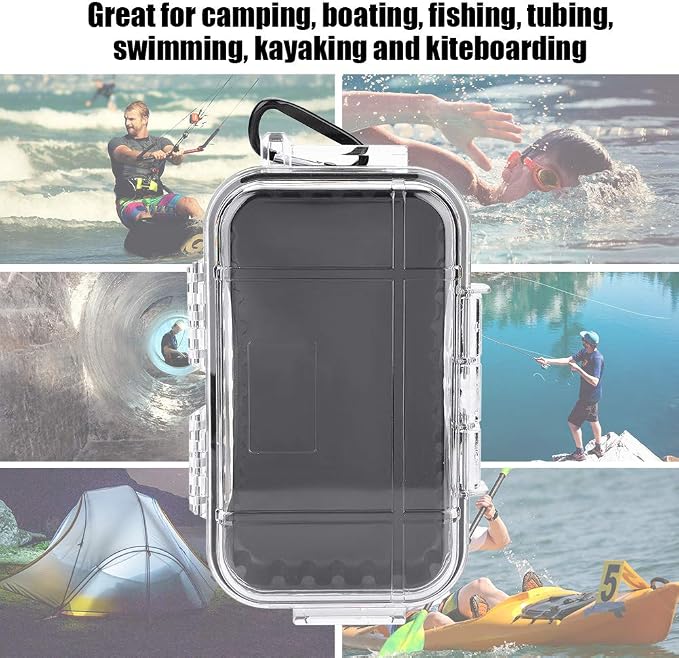 Tiiyee Small Waterproof Storage Case, Outdoor Survival Waterproof Dry Box | Protective Case Shockproof Airtight Carry Box Container Floating Hard Shell for EDC Tools Phone Keys Watches Travel Fishing