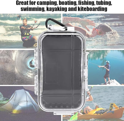 Tiiyee Small Waterproof Storage Case, Outdoor Survival Waterproof Dry Box | Protective Case Shockproof Airtight Carry Box Container Floating Hard Shell for EDC Tools Phone Keys Watches Travel Fishing