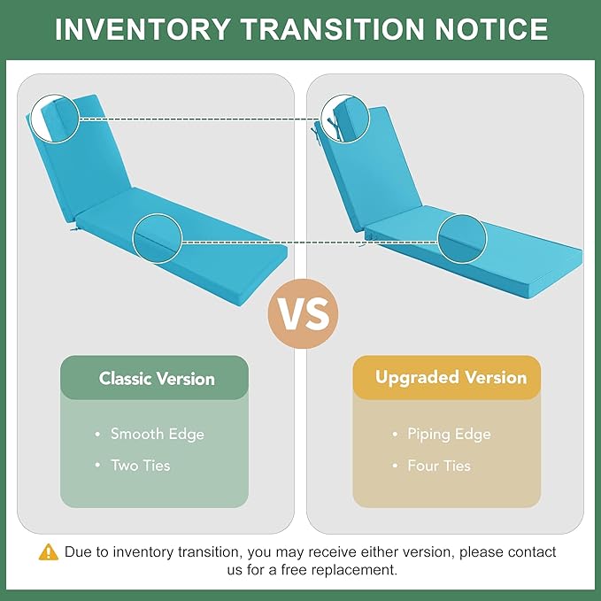 Summsun Chaise Lounge Cushions Outdoor Set of 4 - Waterproof and Fade Resistant Sun Lounger Replacement Cushions - Patio Lounger Pads with Removable Cover for Pool, Deck, Lawn, 80 x 26 x 3 Inch, Teal