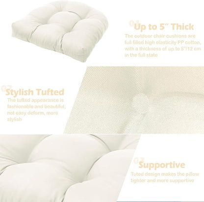 MTMR Outdoor Chair Cushions Set of 2, Patio Furniture Seat Pads, Waterproof | 2Pcs , waterproof cover, PP cotton, u-shaped, no-fading, thick patio seat pads for outdoor wicker furniture in yard, 19x19x4