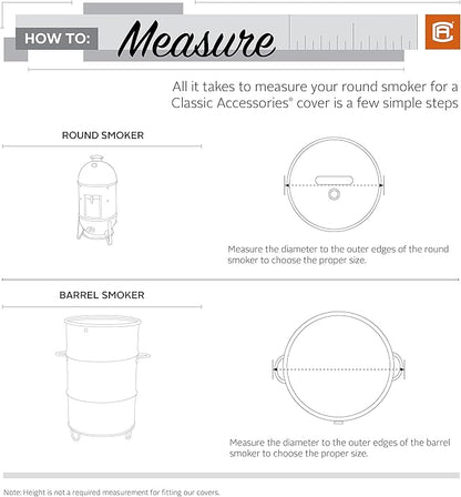 Classic Accessories Hickory Water-Resistant 24 Inch Round Smoker Grill Cover