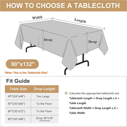 sancua Rectangle Tablecloth - 90 x 132 Inch - Water Resistant Spill Proof Washable Polyester Table Cloth, Decorative Fabric Table Cover for Dining Tables, Buffet Parties and Camping, Black
