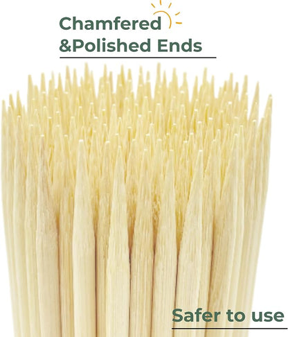 6" Bamboo Skewers (200PCS) for Grilling, Shish Kabobs, Wooden Sticks Φ=3mm | Perfect for BBQ, Appetizers, Fruits, Cocktail Picks, Chocolate Fountains, Food Skewers & Crafting. More Sizes 6"/8"/10"/12"