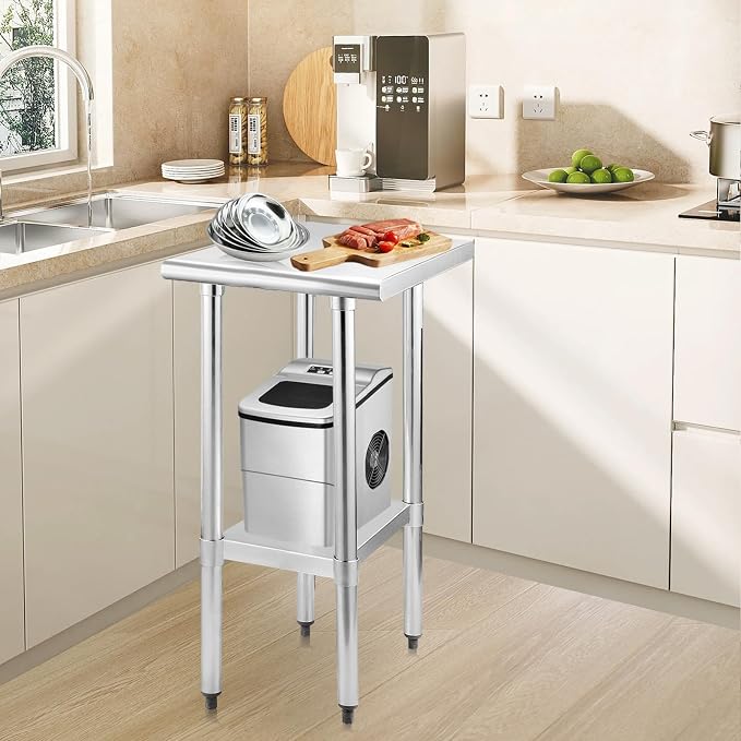 STABLEINK Stainless Steel Small Table with Undershelf 18x24 Inches for Prep | NSF Certified Heavy Duty Metal Work Table Workbench for Commercial Kitchen Restaurant Hotel Laundry Garage Chef Homemaker