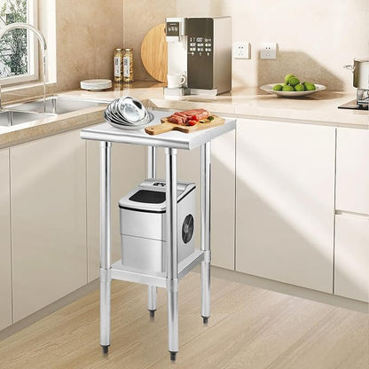 STABLEINK Stainless Steel Small Table with Undershelf 18x24 Inches for Prep | NSF Certified Heavy Duty Metal Work Table Workbench for Commercial Kitchen Restaurant Hotel Laundry Garage Chef Homemaker