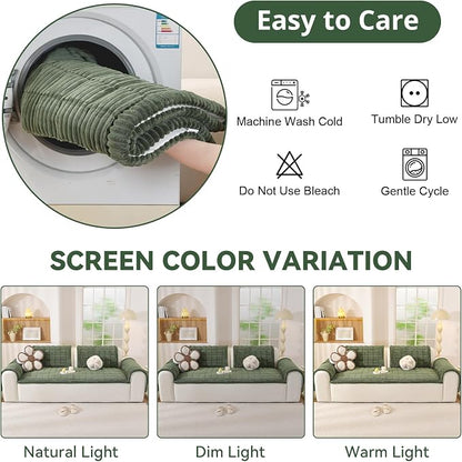 OstepDecor Couch Cover for Dogs, Washable Non Slip Sofa Cover for Pets | Soft Couch Covers for Sofa, Loveseat and Sectional, Furniture Protector Against Pet Hair & Dirt (27.6" x 59", Moss Green)
