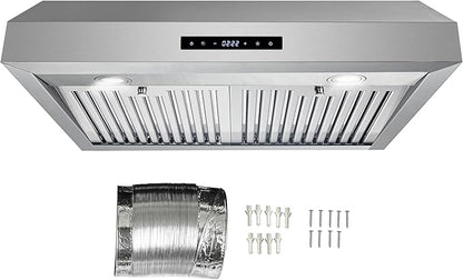 COSMO UMC30 30 in. Haven Collection 380 CFM Ducted Under Cabinet Range Hood, LED Lights, Touch Controls, Stainless Steel