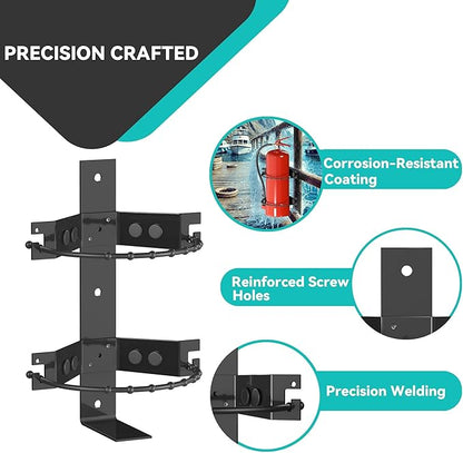 Premium Fire Extinguisher Mount Bracket - Universal Fit for 2.5&5lb Extinguishers, Heavy-Duty & Easy Installation - Ideal for Home, Truck, RV, Vehicle, Boat, Marine & Commercial Use - Black