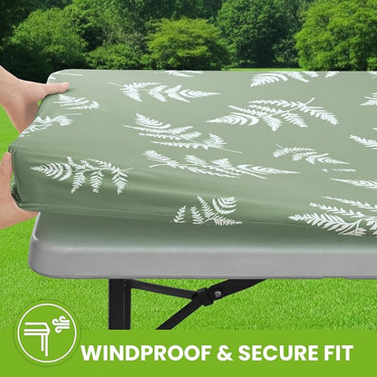 Smiry Spandex Fitted Tablecloth for 4 Foot Rectangle Tables, Washable Picnic Table Cover with Elastic, Stretch Reusable Table Cloth for Outdoor, Camping, Dining & Kitchen (Mint Leaf, 24"x48")