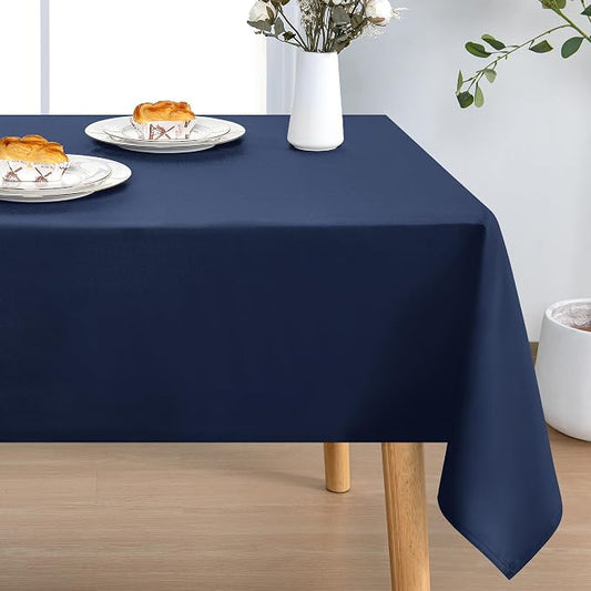 DWCN Rectangle Tablecloth - 54 x 80 Inch - Waterproof Stain and Wrinkle Resistant Washable Table Cloth, Decorative Fabric Table Cover for Kitchen Dining Room Party and Outdoor Use, Navy Blue