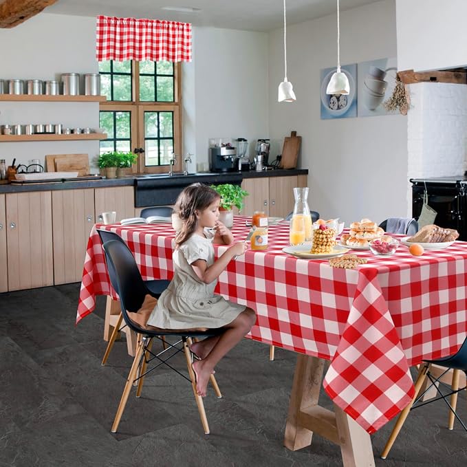 Hiasan Red and White Buffalo Plaid Tablecloth Waterproof, 2 Pack, 60 x 84 inch - Checkered Table Cloth Rectangle for Kitchen/Outdoor Picnic/Dining Room/Spring Party